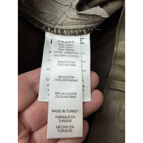 FRAME Jeans Womens 27 Olive‎ Le High Skinny Military Coated High Rise Denim - Picture 11 of 15